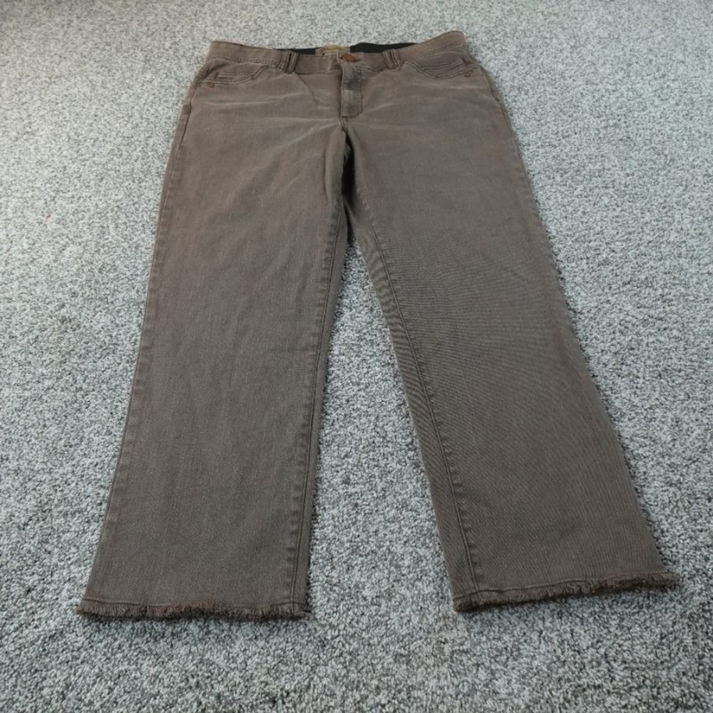 Democracy Jeans Womens 16 Brown Denim Pants Ab Technology Straight Stretch Flex‎